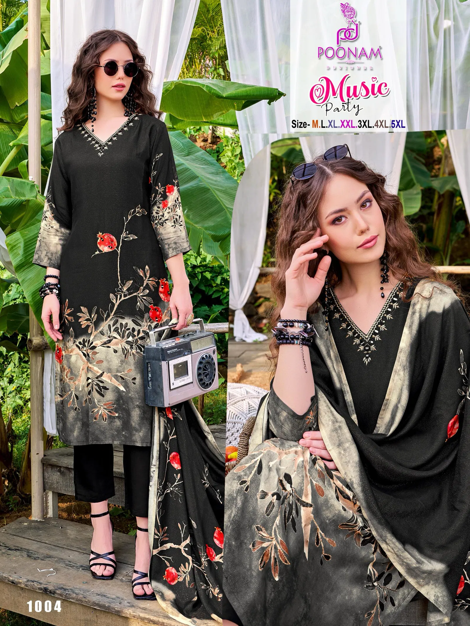 Music Party By Poonam Musline Kurti With Bottom Dupatta Surat Wholesale Market